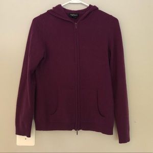 Maroon 100% Cashmere Zip-Up Jacket, Soft & Cozy S